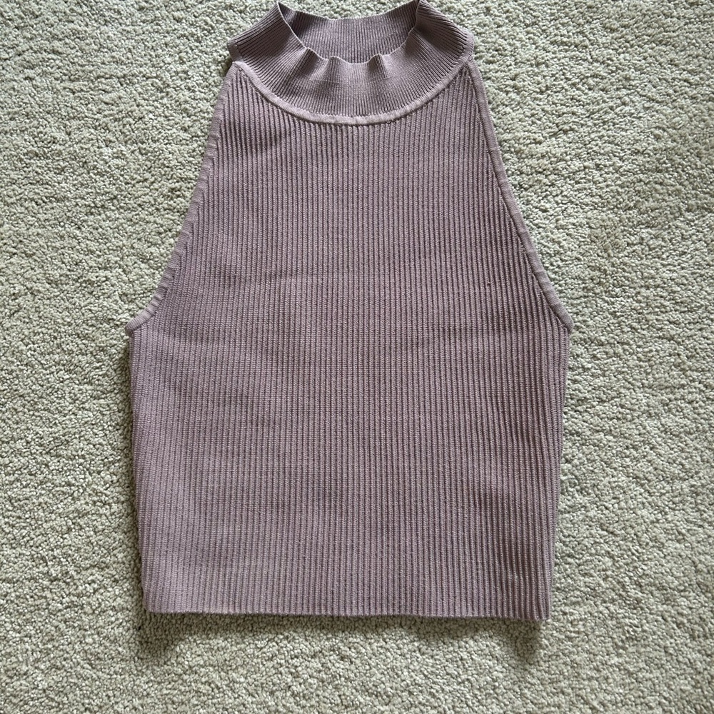 Babaton Mauve Ribbed Knit Top